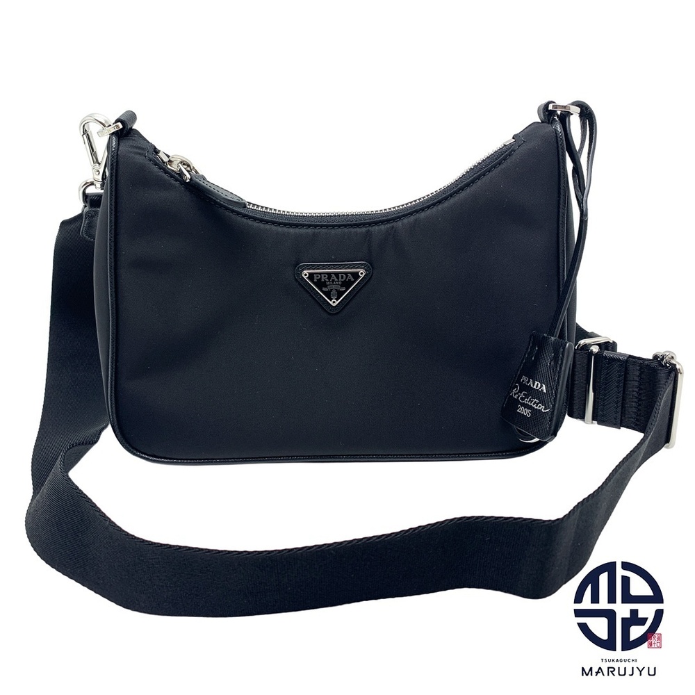 PRADA Triangle Re Edition Re Shoulder Bag Chain Strap Black